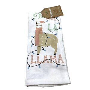 Cuisinart Kitchen Towels White Christmas Llama Animal Hand Dish Rags 2pc Set New